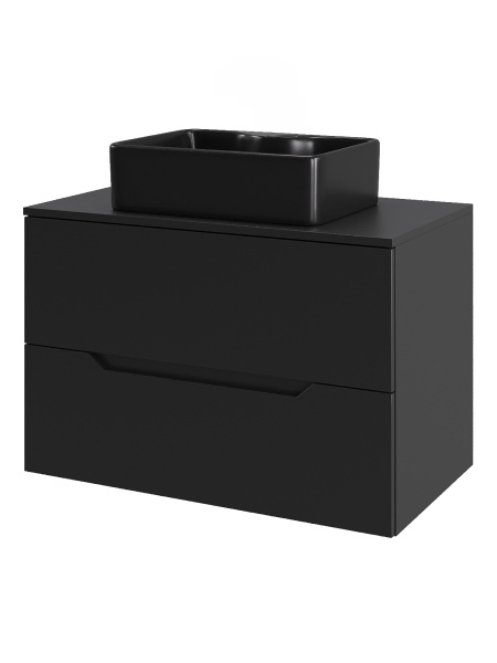 Тумба с раковиной подвесная 70 см, Orange Line Li-70TubMDF+B01-475MB черный