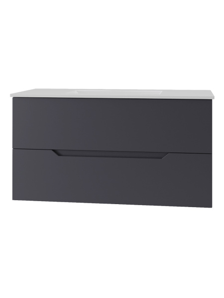 Тумба с раковиной подвесная Orange Line Li-100Tug+Ra графит матовый