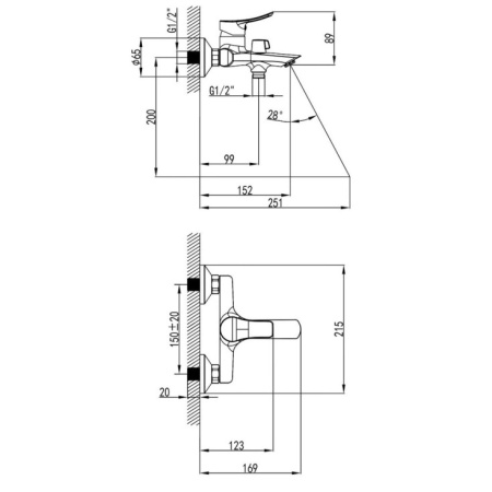 Смеситель для ванны Milardo Amplex (AMPSB02M02)
