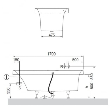 Ванна квариловая Villeroy & Boch Squaro 170х75, StarWhite (UBQ170SQR2V-96)