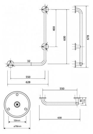 Поручень 60 см, правый Bemeta Help 301112061