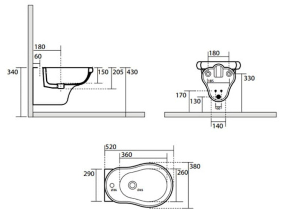 Биде подвесное Kerasan Retro 102604 nero*1