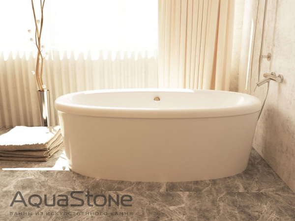 Ванна из искусственного камня Aqua Stone Оливия 180 с фронтальным экраном