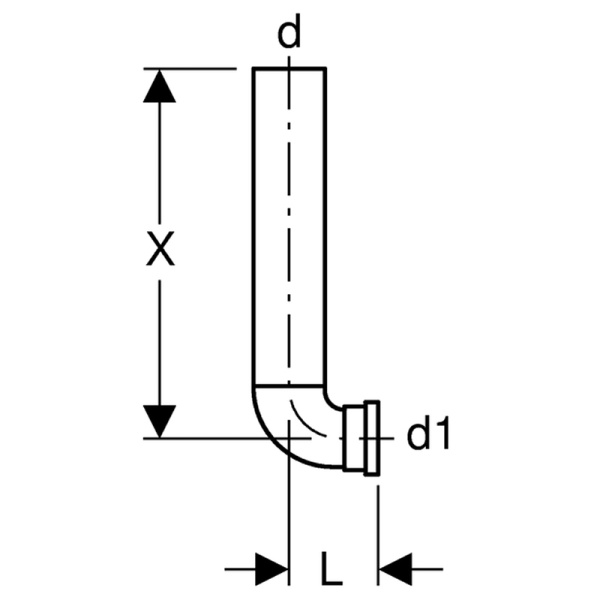 Колено смыва Geberit 90°, в комплекте, с изоляцией: d=56мм, Черный 119.652.16.1