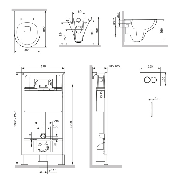Комплект унитаза с инсталляцией Am.Pm ProC IS70151.901700