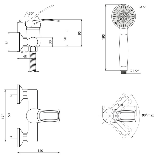 Смеситель для душа Славен Прораб  Ц СЛ-ОД-Ц40