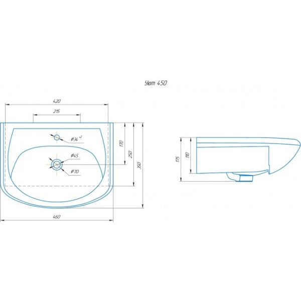 Раковина RUNO мебельная Rosa Уют 45 (00000000151)