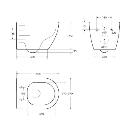 Унитаз подвесной безободковый CEZARES STYLUS CZR-513-TH-R/CZR-076-SC микролифт