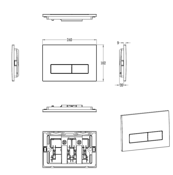Кнопка смыва для инсталляции механическая WONZON & WOGHAND, хром WW-IB224-CR