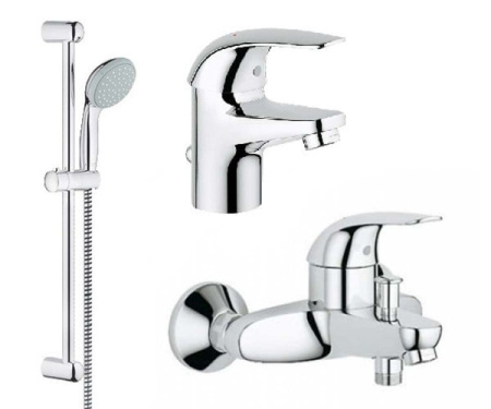 Набор смесителей 3в1 GROHE Euroeco 124428 Набор смесителей 3в1 GROHE Euroeco 124428