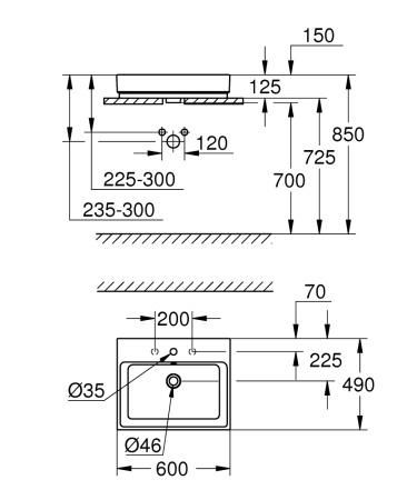 Раковина накладная (60х49) Grohe Cube Ceramic 39477 00H (3947700H)