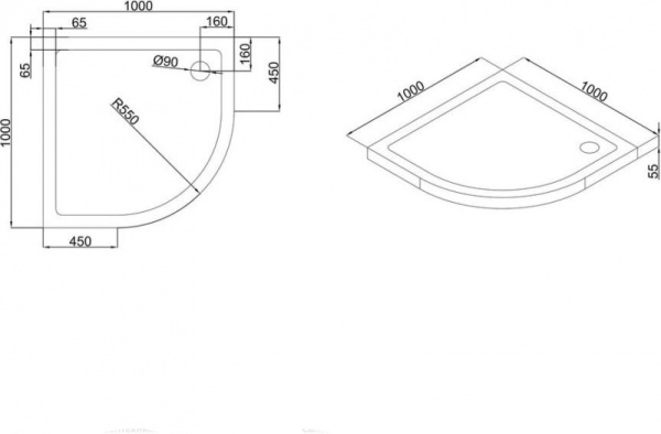 Акриловый душевой поддон Black & White Stellar Wind QC-10