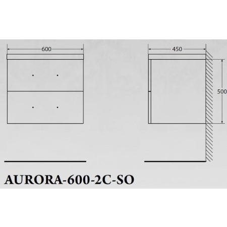 База под раковину подвесная BelBagno AURORA-600-2C-SO-RT Rovere Tabacco