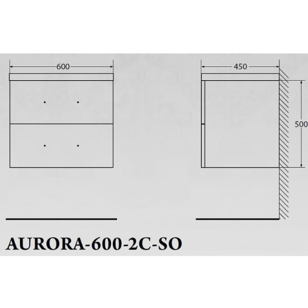 База под раковину подвесная BelBagno AURORA-600-2C-SO-RNN Rovere Nebrasca Nature