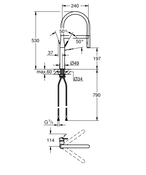 Смеситель для кухни однорычажный Grohe Essence New 30294 DC0 (30294DC0) суперсталь