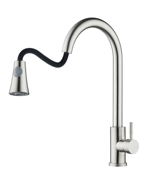 Смеситель для кухни однорычажный с вытяжным изливом Orange Steel M99-120st сталь