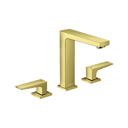 Смеситель для раковины на 3 отверстия с донным клапаном Push-Open Hansgrohe Metropol 32515990 полированное золото