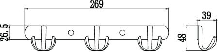 Планка с крючками 3 крючка Savol S-07203B