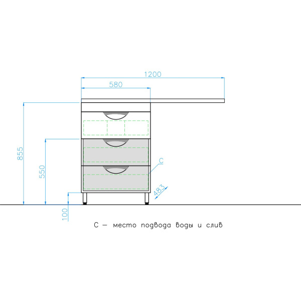 Тумба под стиральную машину напольная Style Line Жасмин 60 ЛС-00000644 белый