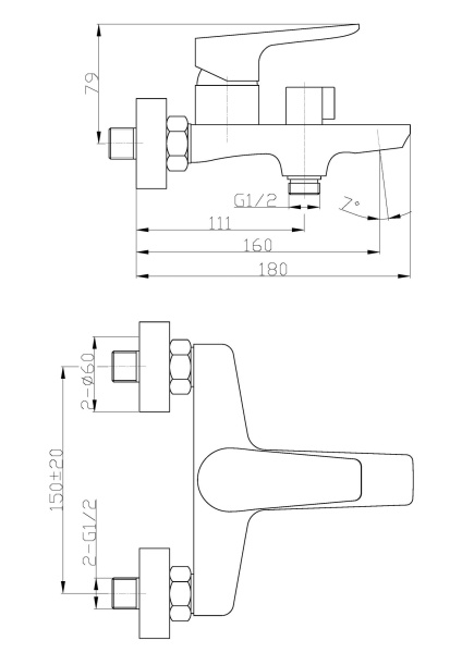 Смеситель для ванны  BelBagno ANCONA ANCONA-VAS-CRM