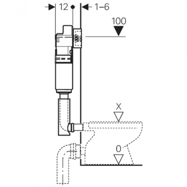 Бачок скрытого монтажа GEBERIT UP100 Delta 12 109.100.00.1 Бачок скрытого монтажа GEBERIT UP100 Delta 12 109.100.00.1