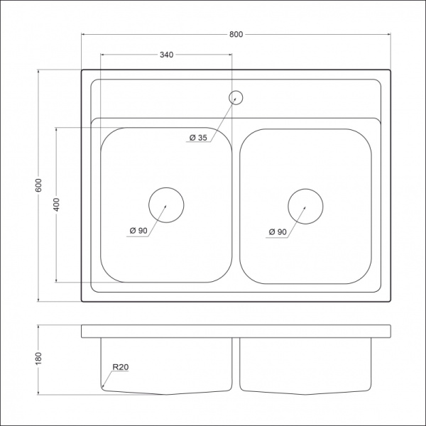 Кухонная мойка (80х60) EMAR 6080A(Q)