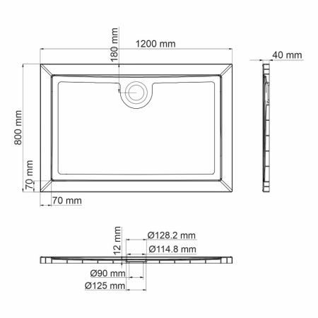 Душевой поддон (120х80) WasserKRAFT Salm 27T06