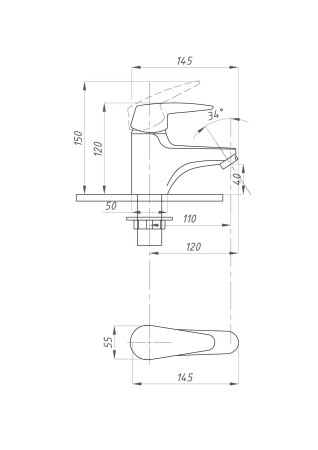 Смеситель для раковины ПСМ-Профсан  ЕВРО PSM-740-072