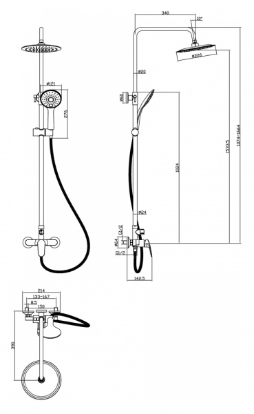 Душевая стстема Rossinka (RS45-45)