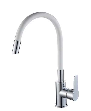 Смеситель для кухонной мойки с гибким изливом RUSH Siple SI7335-60White