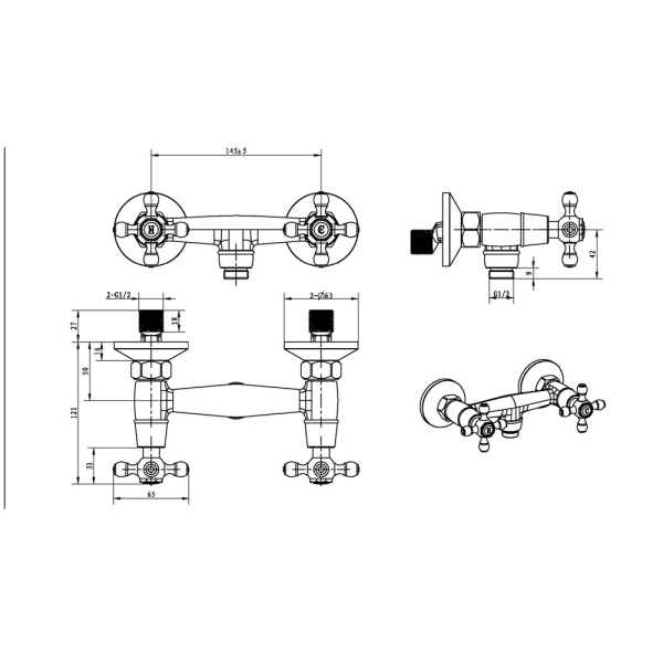 Смеситель для душа Boheme Tradizionale Chromo 274 Смеситель для душа Boheme Tradizionale Chromo 274