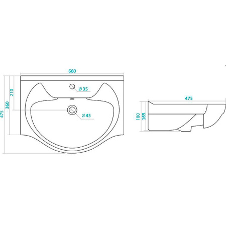 Раковина подвесная (66х47,5) Misty Santek Байкал 65 1.WH10.9.651