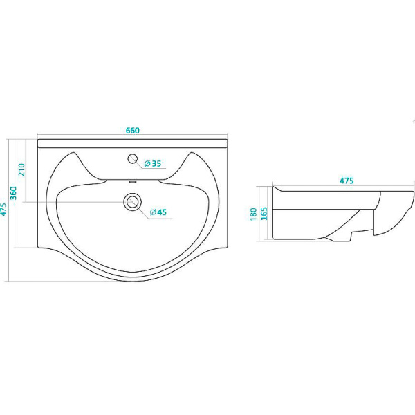 Раковина подвесная (66х47,5) Misty Santek Байкал 65 1.WH10.9.651