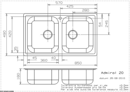 Мойка кухонная Reginox Admiral L20 301266