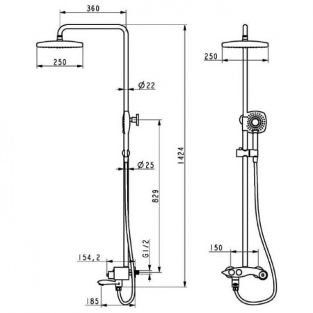 Душевая система с изливом Orans OLS-7550