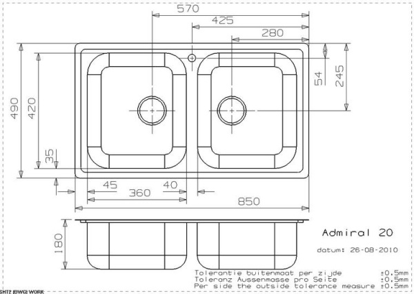 Мойка кухонная Reginox Admiral L20 301266