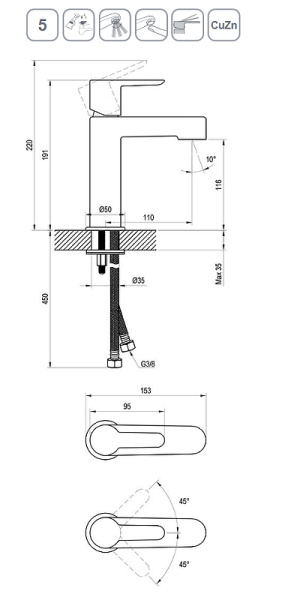 Смеситель для раковины Ravak Puri PU 014.20 X070181