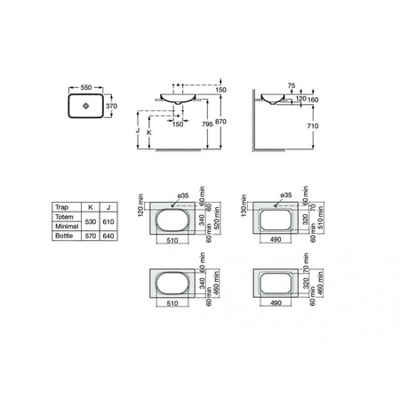 Раковина накладная (55х37) Roca Inspira square 327534630 жемчужный