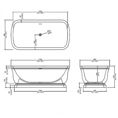 Ванна без отверстий Devon&Devon Hollywood DEHOL/CO/GL