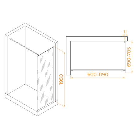 Душевая перегородка 70 см RGW WA-002 Walk-in 35100207-21 матовое