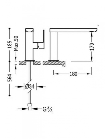 Смеситель для раковины однорычажный TRES Loft 20020501VED