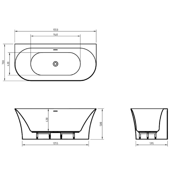 Акриловая ванна (155х70) BelBagno BB711-1550-700 Акриловая ванна (155х70) BelBagno BB711-1550-700