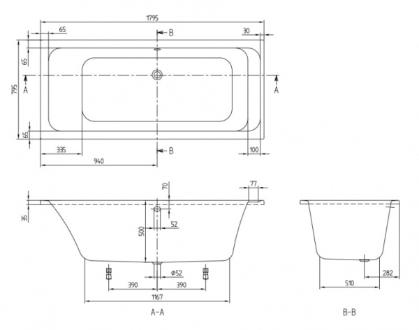 Ванна акриловая Villeroy & Boch Architectura UBA180ARA2V-01+U99740000 180х80 белая, с ножками Ванна акриловая Villeroy & Boch Architectura UBA180ARA2V-01+U99740000 180х80 белая, с ножками