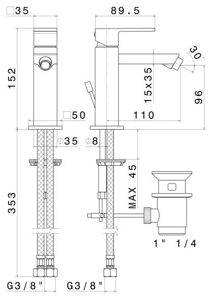 Смеситель для биде Kerama Marazzi Futura 66425KM.21.018 Смеситель для биде Kerama Marazzi Futura 66425KM.21.018