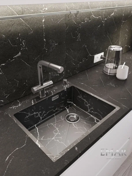Кухонная мойка (56х50) EMAR EMB-560(TOP) Black Elegant