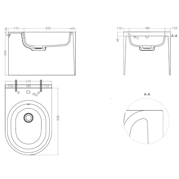 Подвесное биде Salini GEMELLI 250121M