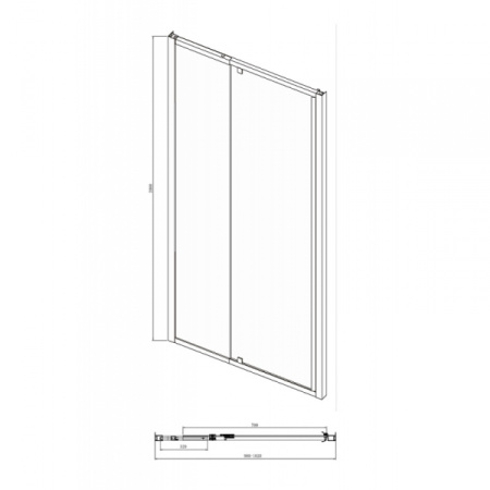 Душевая дверь в нишу BRAVAT Line 1000х2000 (BD100.4112A)