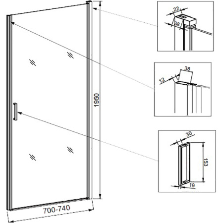 Душевая дверь Veconi Vianno VN-43B, (70x195)  VN43B-70-01-C5