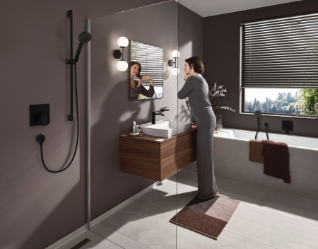 Смеситель для ванны встраиваемый с защитной комбинацией EN1717 Hansgrohe Vivenis 75416670 черный матовый