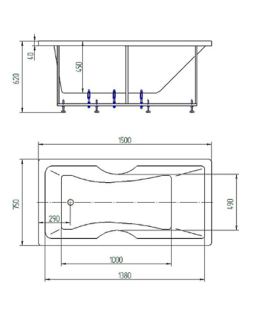 Акриловая ванна Aquatek Феникс 150x75 FEN150-0000029 слив слева